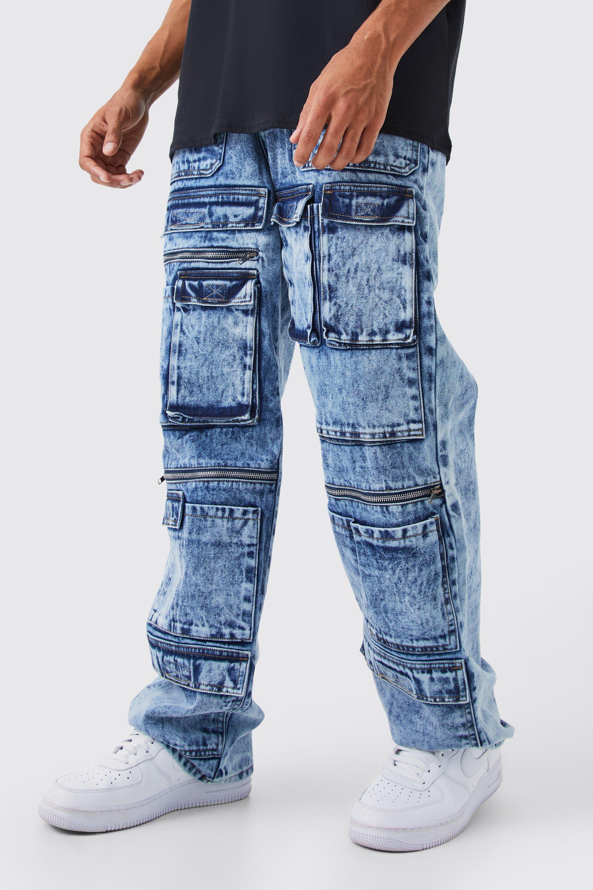 Baggy Rigid Multi Pocket Cargo Jeans | boohooMAN USA